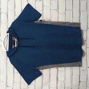 Split Co. Blue and Gray Men's Shirt Short Sleeve With Hood Size Large NWT